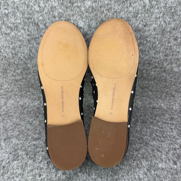 ✅Womens 10M Banana Republic Loafers Black W/White Embroidered Polka Dots Shoes - Picture 3 of 12